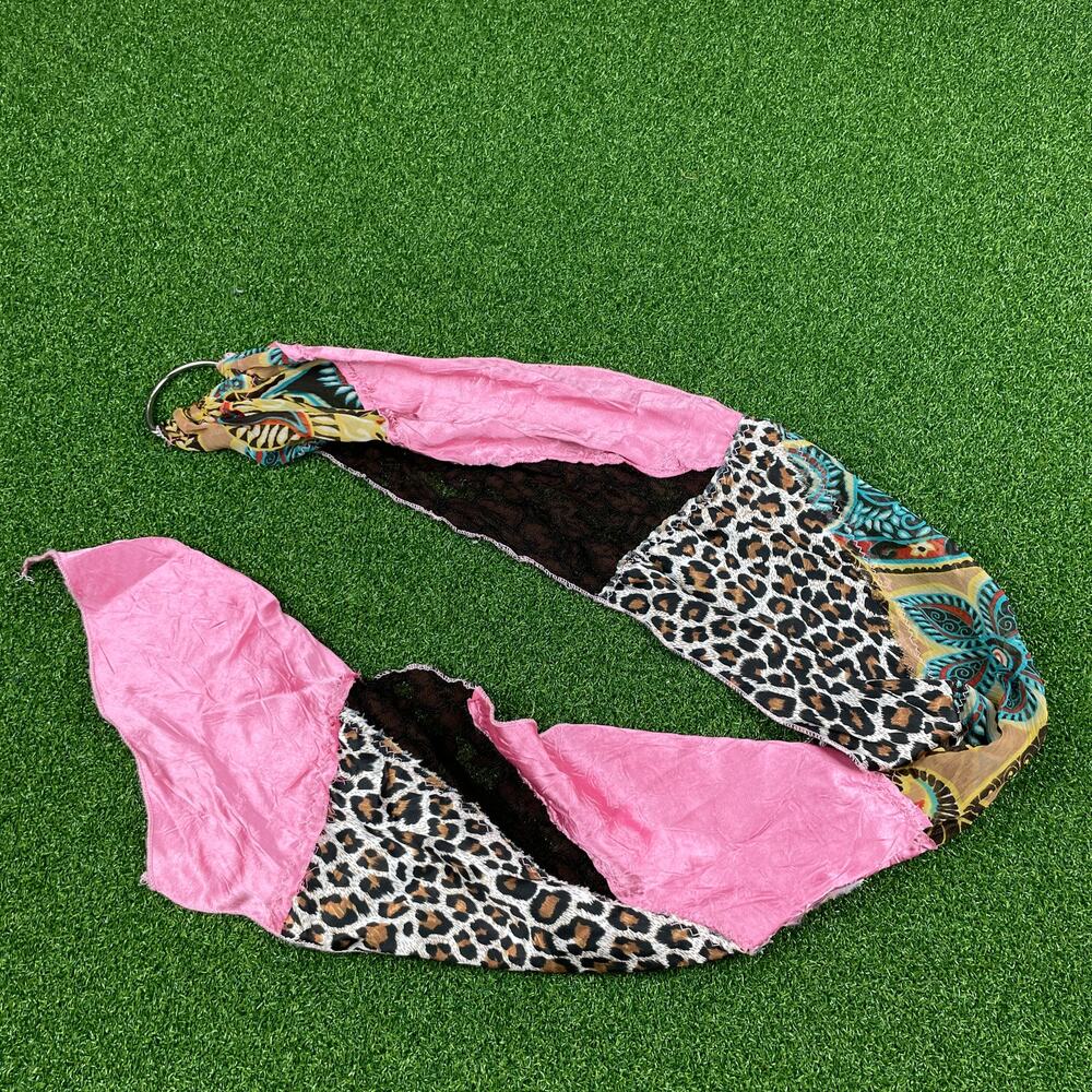Vintage Y2K Satin Cheetah Print Patchwork Belt / Neck Scarf